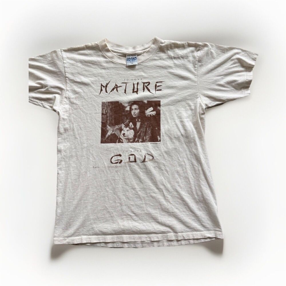 Vintage Nu Wave Prints Made in USA Native American Metal Font Graphic Tee - L